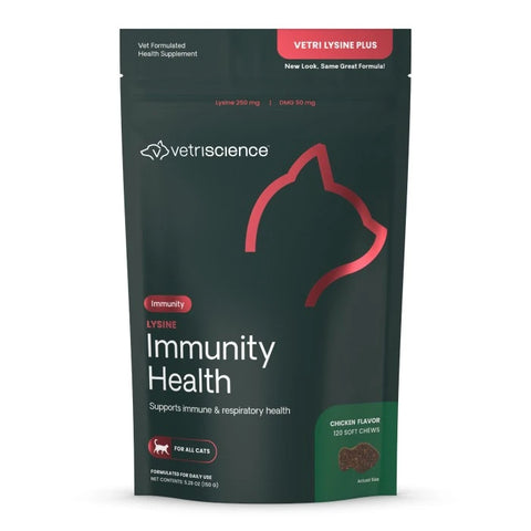 VetriScience - Vetri-Lysine Plus Immune System Chewable Tablets Vetri-Lysine Plus Chicken Liver Flavored Meat Snacks for Cats L-Lysine Boosts the Immune System [New and Old Packaging Randomly Sent] 