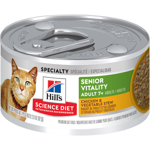 Hill's Science Diet Adult 7+ - 高齡貓7+ 高齡活力 燉雞肉蔬菜主食罐 Senior Vitality Chicken & Vegetable Stew Cat Food 2.9oz