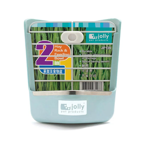 Jolly 2-in-1 Grass Rack and Food Bowl (Pink Blue)