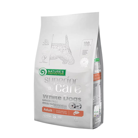 Nature's Protection - White Dog去淚痕美毛狗乾糧 無穀物小型成犬配方(低敏三文魚) 1.5kg / Grain Free Salmon Adult (Small & Mini Breeds)