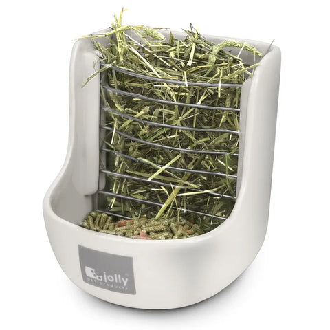Jolly 2 in 1 Ceramic Grass Rack and Food Bowl
