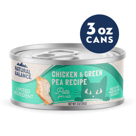 NATURAL BALANCE - 貓用肉醬罐3oz (雞肉&青豆 / 鴨肉&青豆 / 三文魚&青豆)