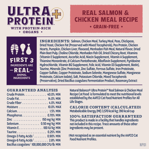 NATURAL BALANCE - Ultra Protein+ 超‧頂級系列 - 三文魚雞肉全貓糧 (皮毛和消化健康)