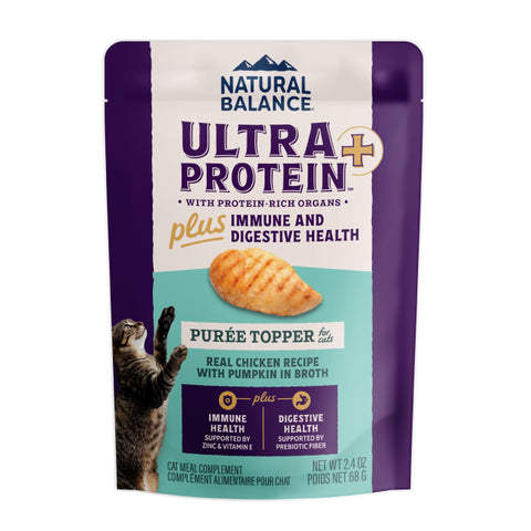 NATURAL BALANCE - Ultra Protein+ 超‧頂級系列 - 成貓用 雞肉南瓜肉泥佐餐2.4oz (免疫和消化健康)