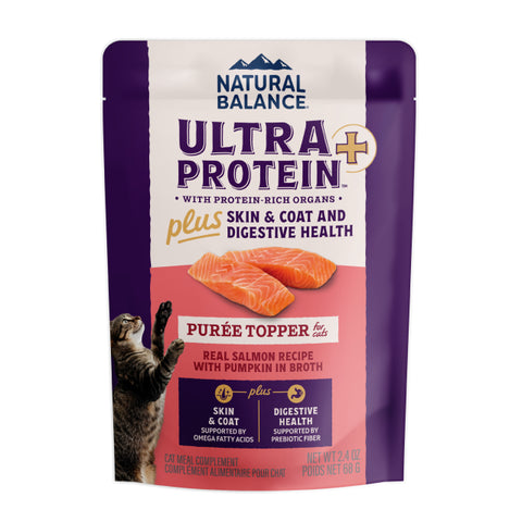 NATURAL BALANCE - Ultra Protein+ 超‧頂級系列 - 成貓用 三文魚南瓜肉泥佐餐2.4oz (皮毛和消化健康)