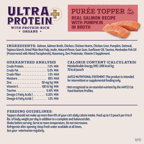 NATURAL BALANCE - Ultra Protein+ 超‧頂級系列 - 成貓用 三文魚南瓜肉泥佐餐2.4oz (皮毛和消化健康)