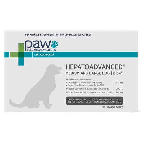Paw Hepatoadvanced 肝臟高效護理配方咀嚼片 Medium and Large Dogs Over 15kg (30 Tablets)