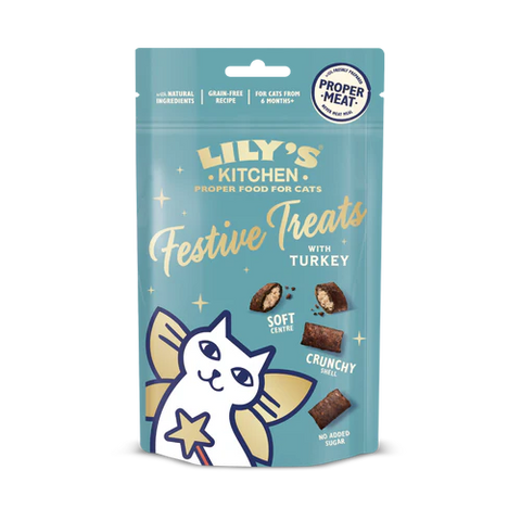 Lily's Kitchen Christmas Turkey Pillow Cat Treats 聖誕鬆脆火雞貓咪小食 60g