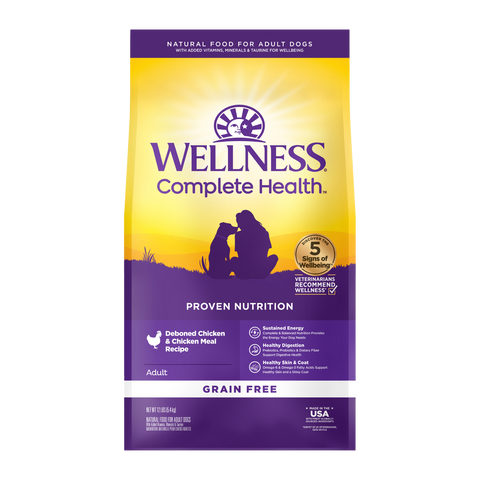 Wellness Complete Adult Dog Dry Food - Grain-Free Chicken