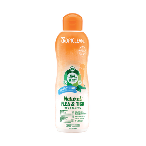 Tropiclean Natural Flea &amp; Flea Shampoo Plus (Red Label) 592ml (Suitable for all dog breeds)