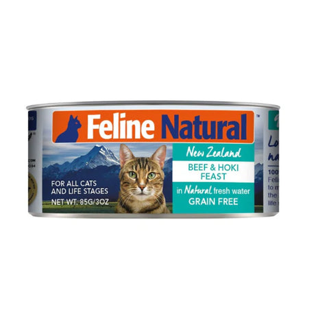 Feline Natural - F9 - 牛肉及藍尖尾鱈魚貓罐頭 (主食罐)85g