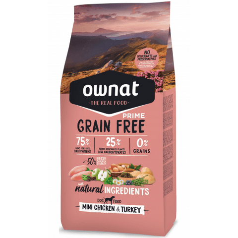 [特價品] OWNAT 全齡犬挑嘴配方-放牧雞肉與火雞犬糧 (小顆粒) 3KG Prime 3KG Grain Free Mini Chicken & Turkey (31429)