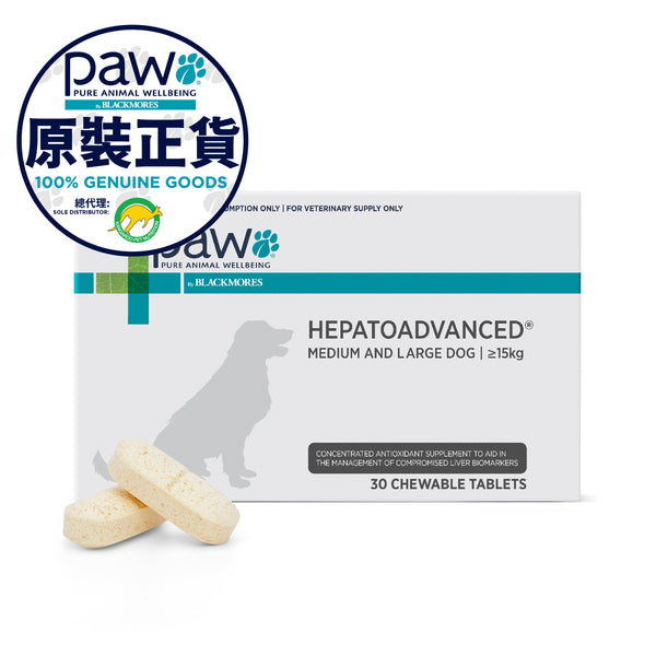 Paw Hepatoadvanced Liver Care Formula Chewable Tablets Medium and Large Dogs  Over 15kg (30 Tablets)