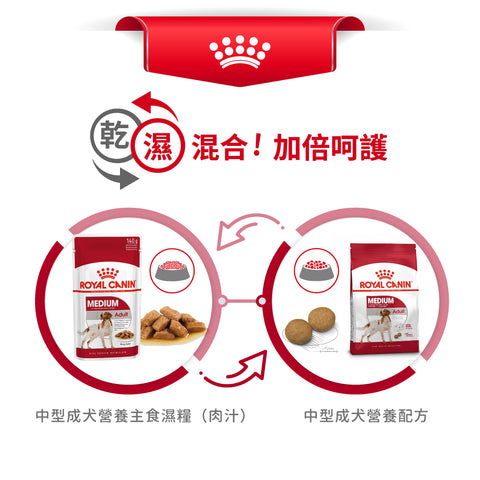 Royal Canin 法國皇家狗濕糧 - 中型成犬(肉汁) Medium Adult (Gravy) 140g