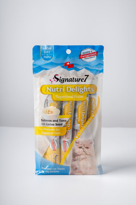 Signature 7 - Nutri Delights Nutritious Minced Meat Snacks / Salmon + Tuna + Lotus Seeds (Intestinal Care) 15g x 4