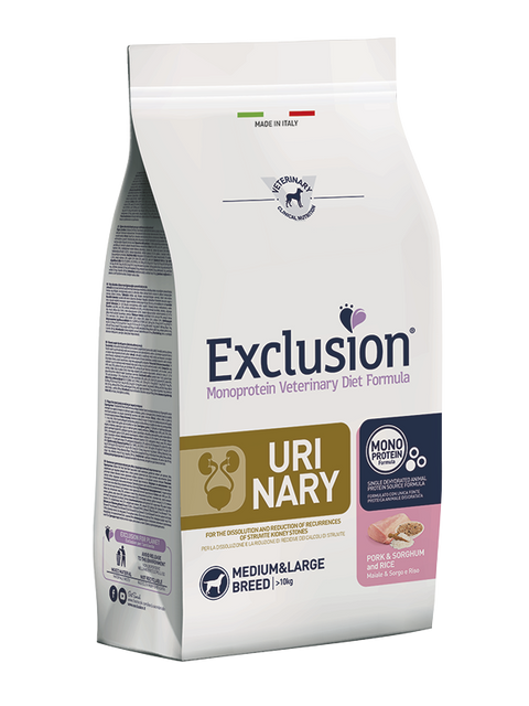 Exclusion  泌尿狗糧豬肉＋高粱屬＋豌 (M/L) 2kg Urinary Dog Pork, Sorghum & Rice Medium/L 2kg