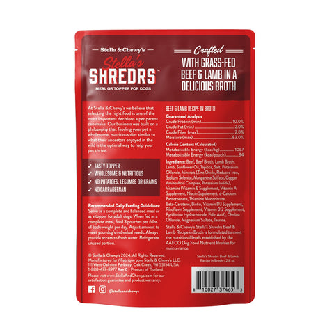 Stella & Chewy's 美國狗濕糧 - 肉絲滋味包系列 - 草飼牛+羊 配方 2.8oz