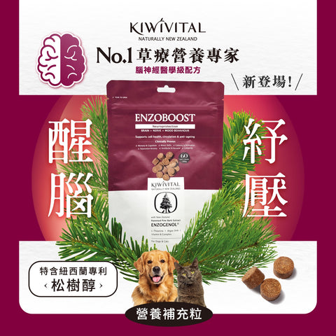 Kiwivital Enzoboost 180g / 60 chew 寵物腦神經醫學級草療營養補充粒 180g / 60 粒