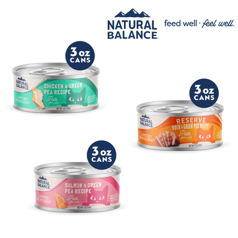 NATURAL BALANCE - 貓用肉醬罐3oz (雞肉&青豆 / 鴨肉&青豆 / 三文魚&青豆)