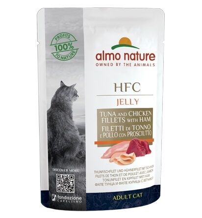 Almo Nature 貓濕糧 - HFC啫喱 - 吞拿魚、雞及火腿 55g