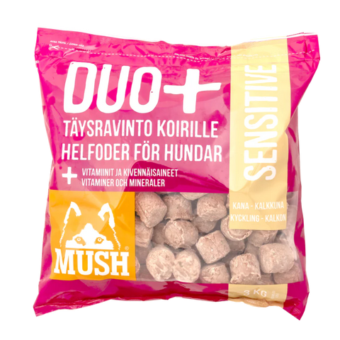 [急凍貨品] MUSH DUO+Sensitive 急凍狗糧 - 守護系列 - 皮膚護理配方 (火雞+雞肉) 3kg