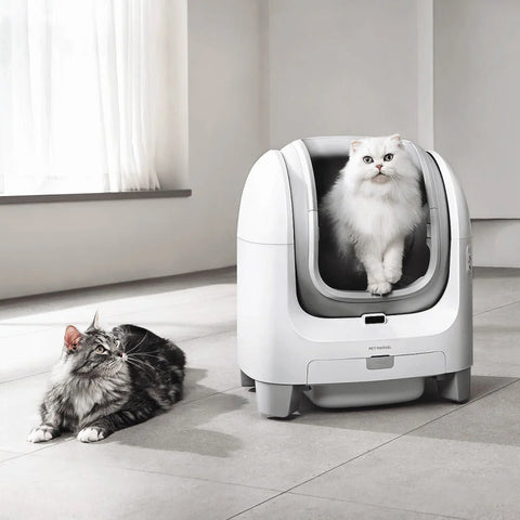 Unicharm Fully Enclosed Cat Litter Box Set (Elephant White/Gray-Black)