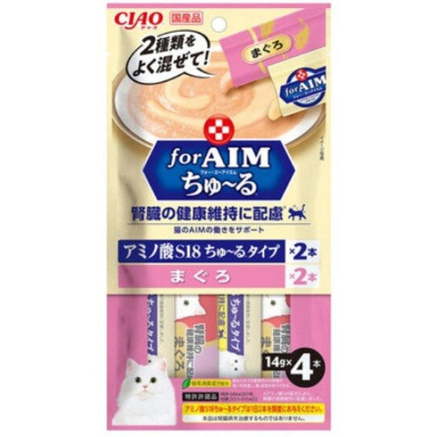 CIAO CHURU 貓用 AIM 腎臟健康維持 S18胺基酸 吞拿魚味 CA-02 全貓小食 4 x 14g