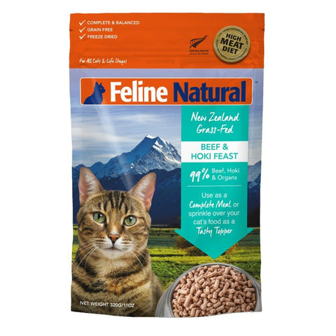 Feline Natural - F9 凍乾貓糧 - 牛肉藍尖尾鱈魚盛宴(320g) Beef & Hoki Feast CAT