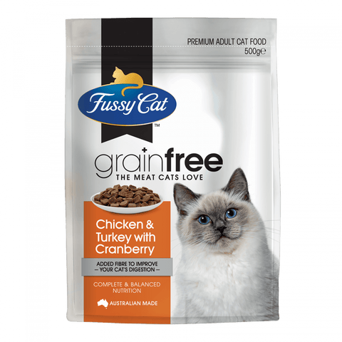 Fussy Cat - 無穀物雞肉,火雞及蔓越莓 高纖腸道及泌尿健康配方 貓糧 2.5kg