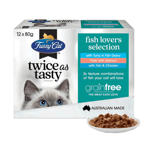 Fussy Cat - Twice as Tasty Fish Lovers Selection 袋裝貓濕糧 80g x 12 內含三款口味