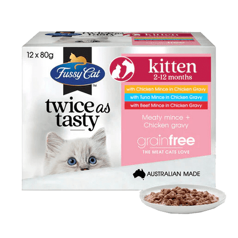 Fussy Cat - Twice as Tasty Kitten 袋裝貓濕糧 80g x 12 內含三款口味