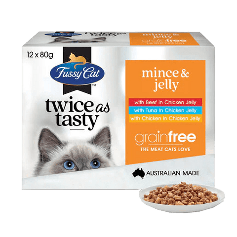 Fussy Cat - Twice as Tasty Mince & Jelly 袋裝貓濕糧 80g x 12 內含三款口味